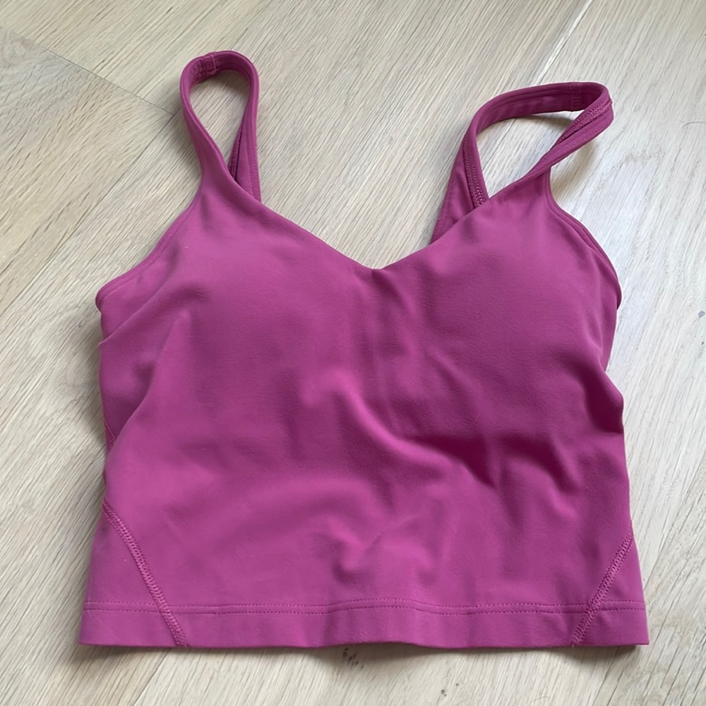 This is a pink lulu lemon align top size 0.